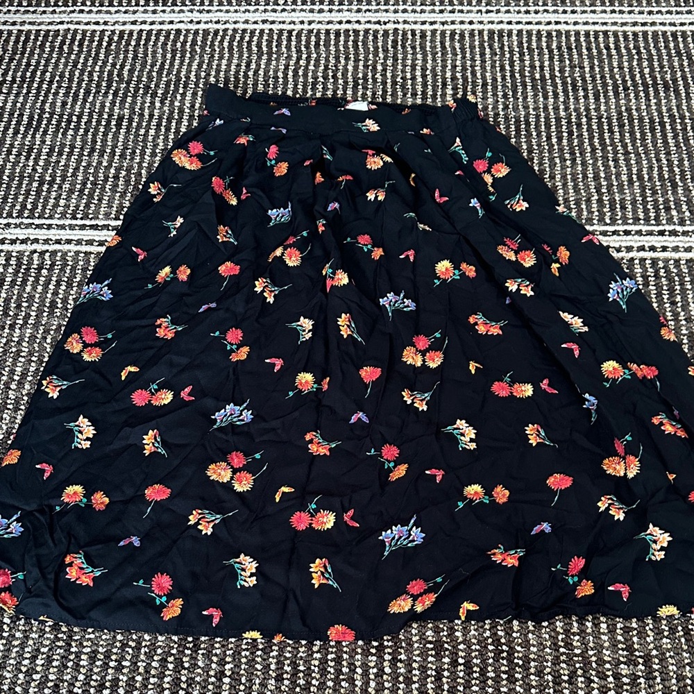 Vintage St.Michael Floral Black Skirt